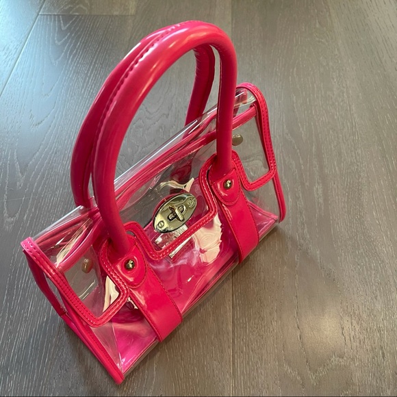 EUC ❤️‍🔥 TRANSPARENT NEON PINK 🩷 handbag handheld bag 🇭🇰i.t Katie Judith - Picture 4 of 15